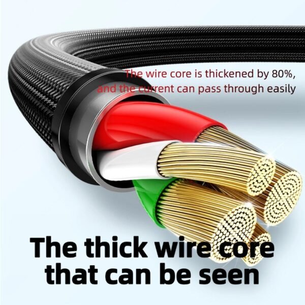Fishing net three-in-one 6A mobile phone fast charging cable, three heads charging at the same time, pure copper wire is faster and more professional, high-toughness wire is not easy to break
