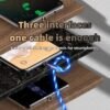 Multifunctional three-in-one mobile phone fast charging cable, pure copper wire is faster and more professional, high-toughness wire is not easy to break, exquisite and practical