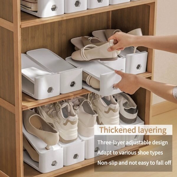 Storage shoe rack double-layer shoe tray three-level adjustable home dormitory organization artifact slippers shoe cabinet shoe storage rack