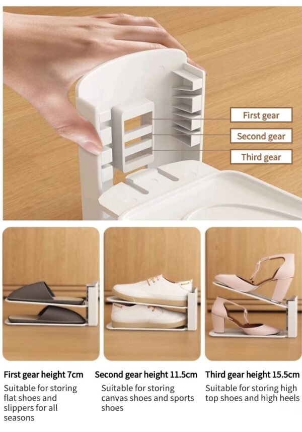 Storage shoe rack double-layer shoe tray three-level adjustable home dormitory organization artifact slippers shoe cabinet shoe storage rack