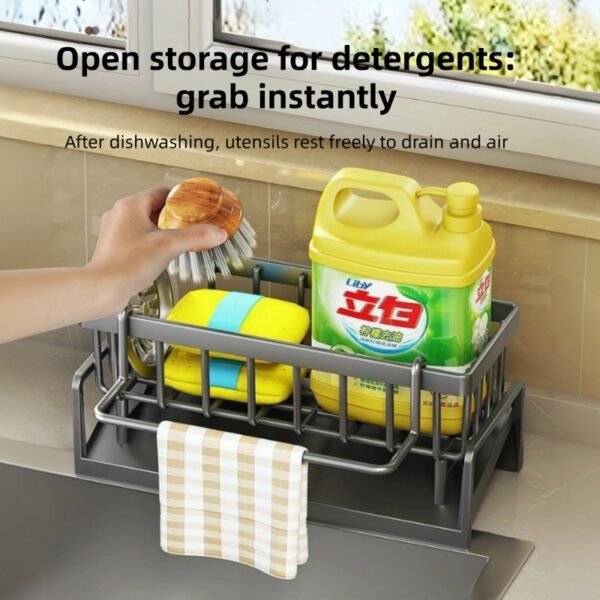 Kitchen rack rag storage drain rack punch-free household spice rack sink faucet sink artifact