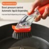 Kitchen long handle pot brush artifact automatic liquid adding pot brush dishwashing brush household press detergent integrated brush