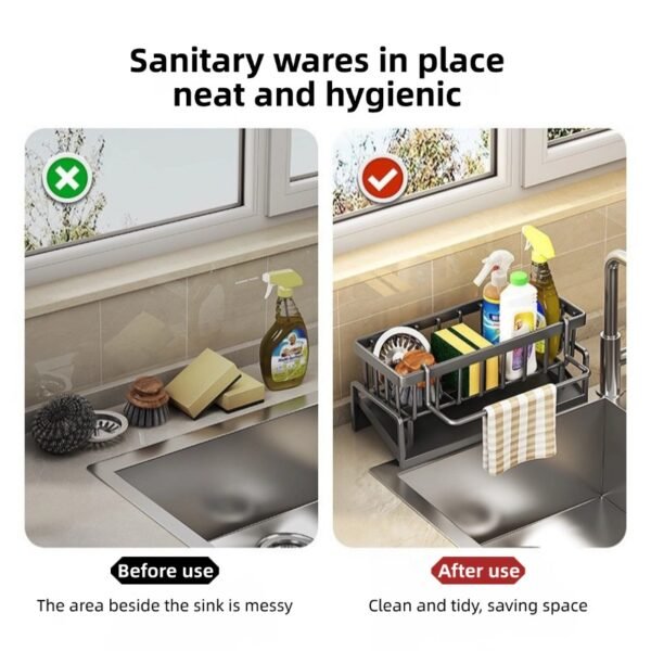 Kitchen rack rag storage drain rack punch-free household spice rack sink faucet sink artifact