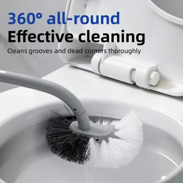 2 Japanese toilet brush 360 degree household soft bristle toilet cleaning brush long handle wall-mounted bathroom toilet brush base