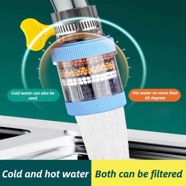 Adjustable filter, universal, splash-proof kitchen water purifier, compatible with household tap water, showerheads