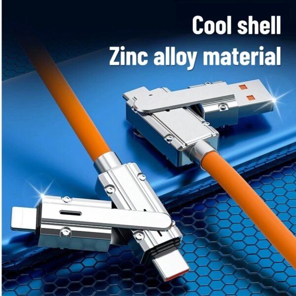 Liquid silicone 120w four-in-one data cable mobile phone fast charging zinc alloy type-c two-to-two charging cable