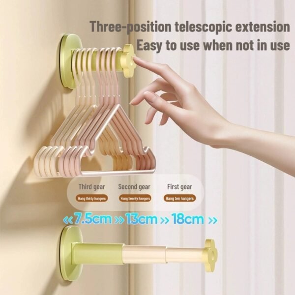 Punch-free retractable clothes hanger storage rack home wall-mounted clothes drying rack