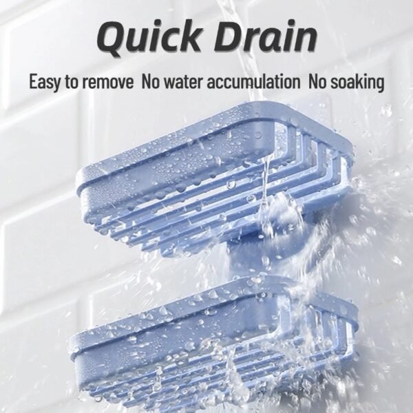 2 Punch-Free Double-Layered Soap Dish, Wall-Mounted Soap Dish, Bathroom Storage Rack with Suction Cup Soap Holder