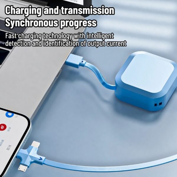 2 100w one-to-three retractable multi-function super fast charging data cable with built-in bracket