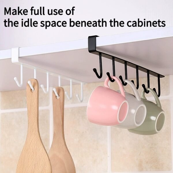 Kitchen Storage Rack Hook Rack, Punch-Free, Spatula and Spoon Hanger, Under-Cabinet Hook Hanging