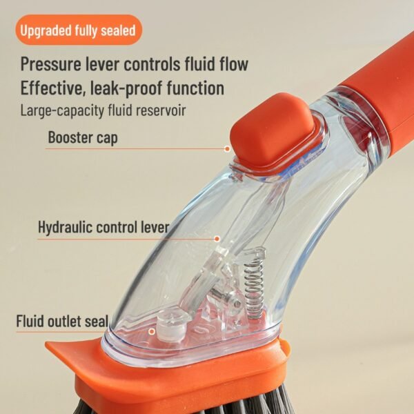 Kitchen long handle pot brush artifact automatic liquid adding pot brush dishwashing brush household press detergent integrated brush