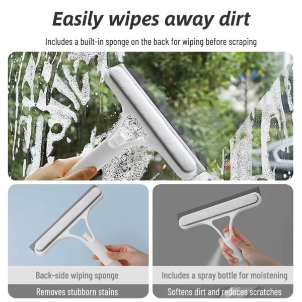 Household double-sided glass cleaning artifact bathroom mirror brush three-in-one cleaning window cleaning tool