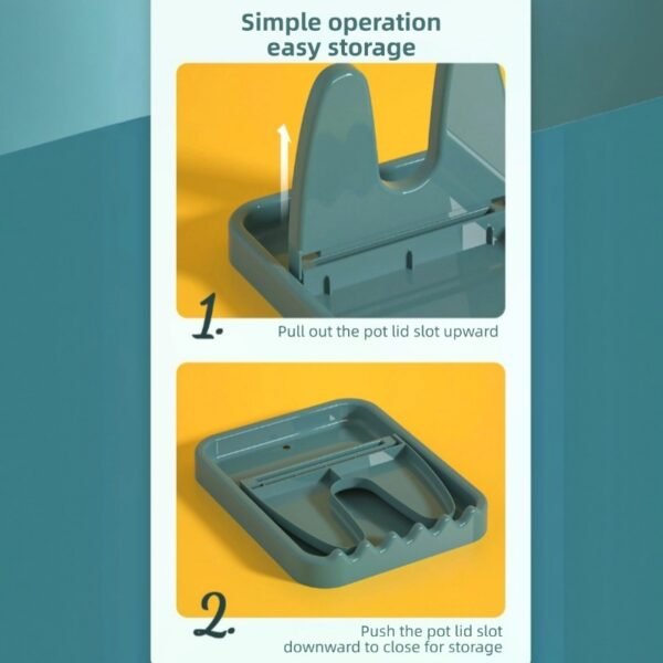 3 Kitchen pot lid rack countertop foldable rack for spoon cooking spatula pot lid rack storage artifact