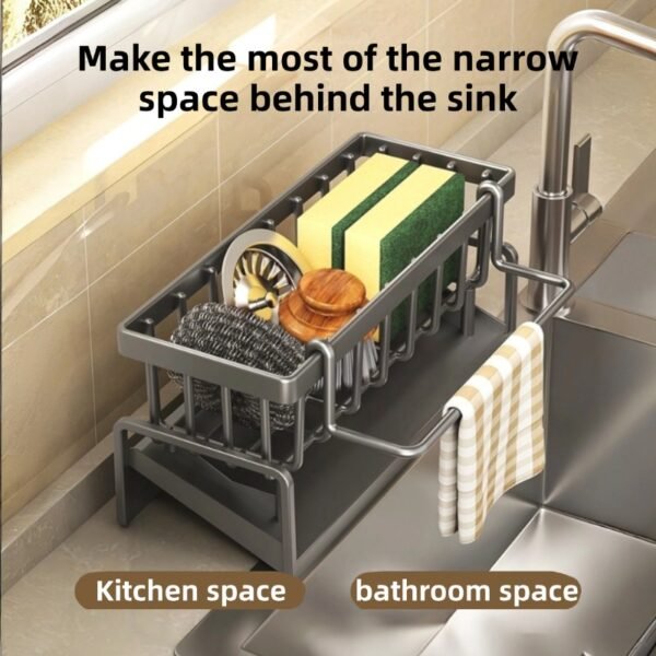 Kitchen rack rag storage drain rack punch-free household spice rack sink faucet sink artifact