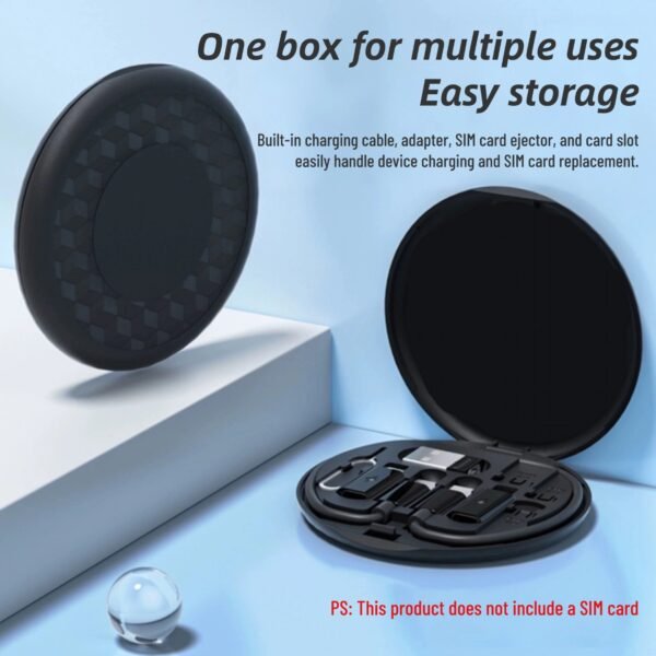 60W 6-in-1 multi-function data cable storage box adapter suitable for Apple Huawei mobile phone computer charging cable
