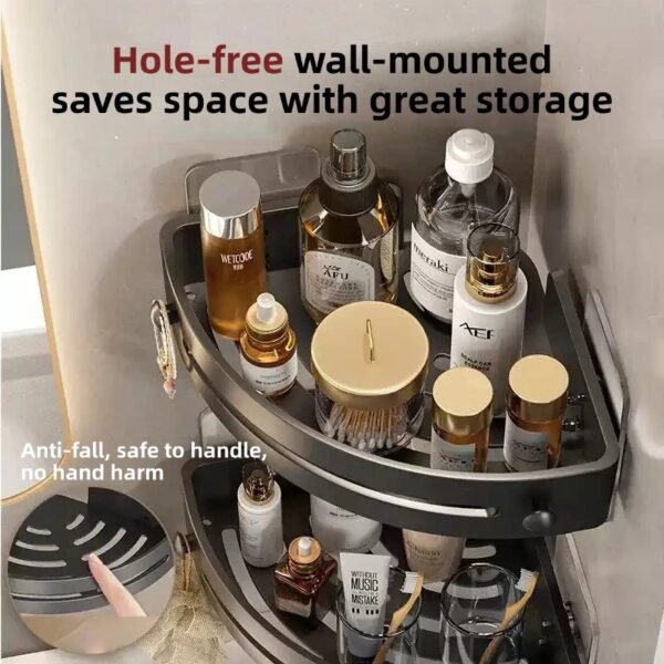 Punch-free bathroom tripod toilet wash basin wall-mounted rack toilet kitchen storage corner rack