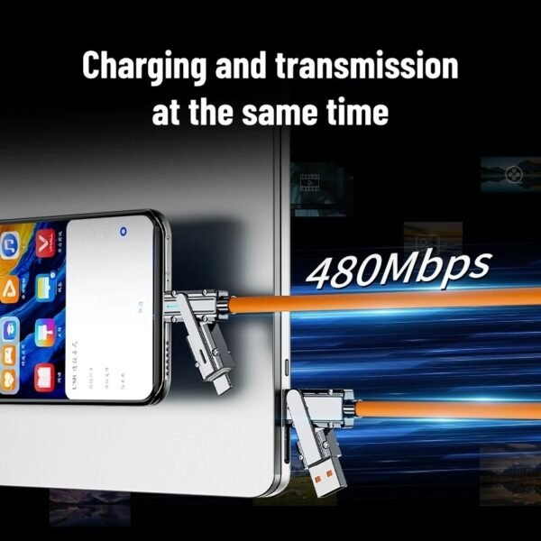 Liquid silicone 120w four-in-one data cable mobile phone fast charging zinc alloy type-c two-to-two charging cable