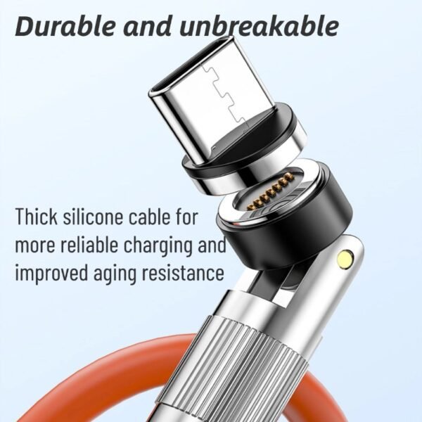 Rotating Magnetic Data Cable 120W Super Fast Charging Apple Type-C Android 3-in-1 Charging Cable