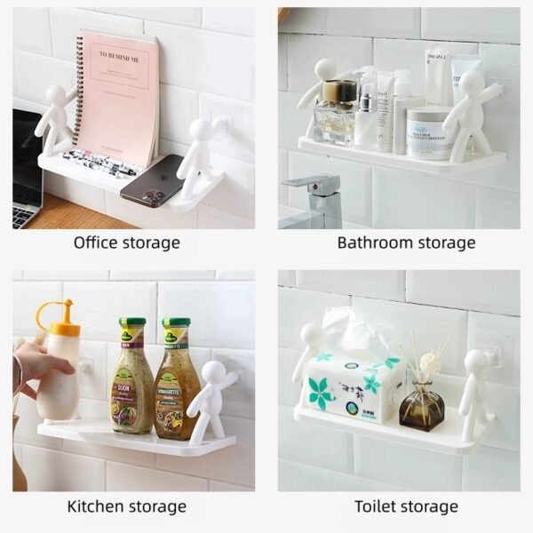 5 Simple bathroom wall-mounted guardrail rack creative punch-free kitchen storage rack spice rack