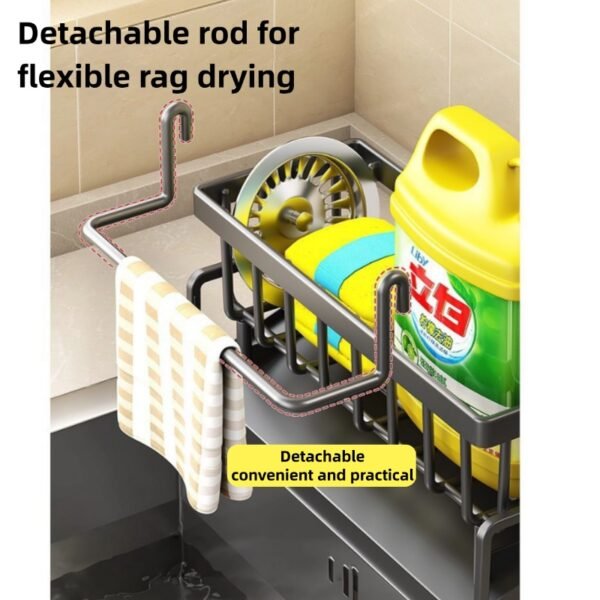 Kitchen rack rag storage drain rack punch-free household spice rack sink faucet sink artifact