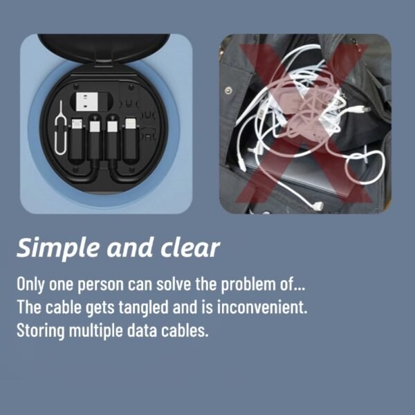 60W 6-in-1 multi-function data cable storage box adapter suitable for Apple Huawei mobile phone computer charging cable