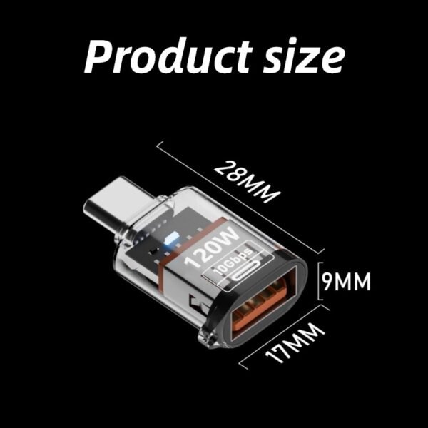 120W USB female to TYPE-C male fast charging adapter suitable for USB flash drive transfer OTG10G adapter