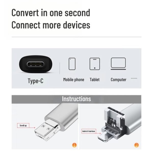 OTG adapter multi-function three-in-one USB3.0 Micro Type-c female fast charging converter universal for mobile phones and tablets