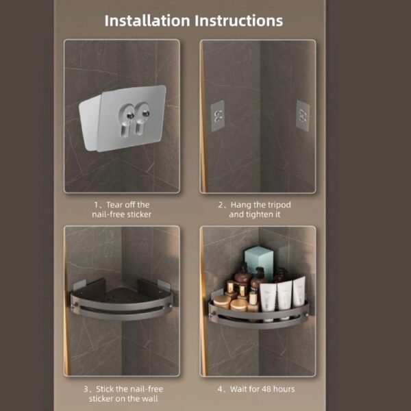 Punch-free bathroom tripod toilet wash basin wall-mounted rack toilet kitchen storage corner rack