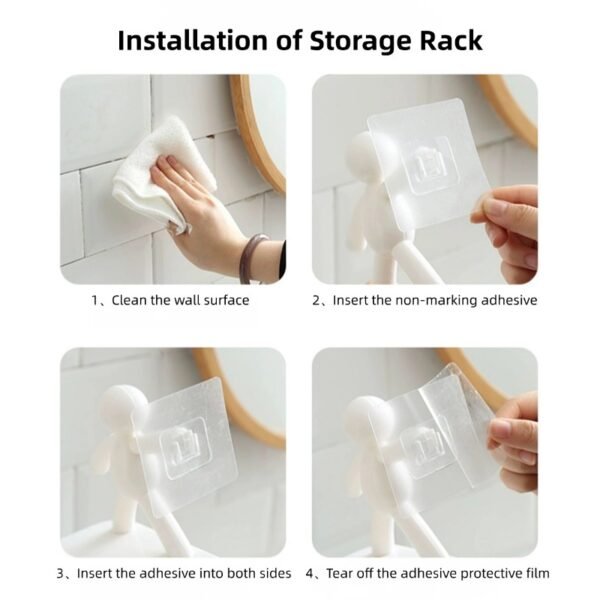 6 Simple bathroom wall-mounted guardrail rack creative punch-free kitchen storage rack spice rack