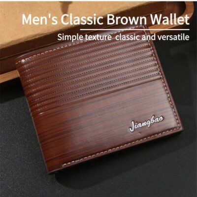 Business casual men's short cowhide synthetic embossed wallet horizontal thin wallet ID coin purse