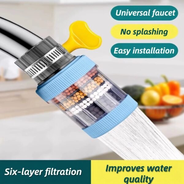 Adjustable filter, universal, splash-proof kitchen water purifier, compatible with household tap water, showerheads