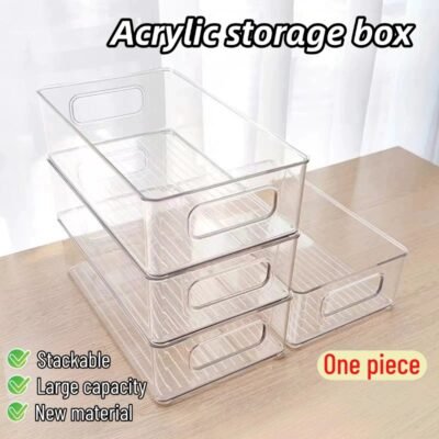 Desktop acrylic storage box cosmetics snack transparent basket skin care products mask dormitory storage rack