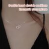 主图 Simple double heart connected sterling silver necklace versatile exquisite clavicle chain couple bestie must-have warm heart jewelry