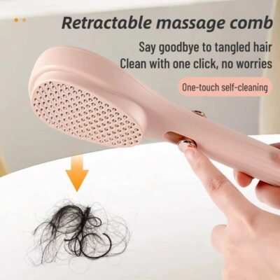 Retractable air cushion comb for women, fluffy and portable massage comb, automatic cleaning, smooth hair without knots