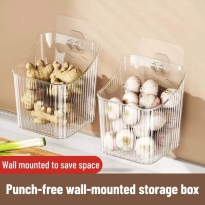 Kitchen onion, ginger and garlic storage basket bathroom toilet wall plastic storage box