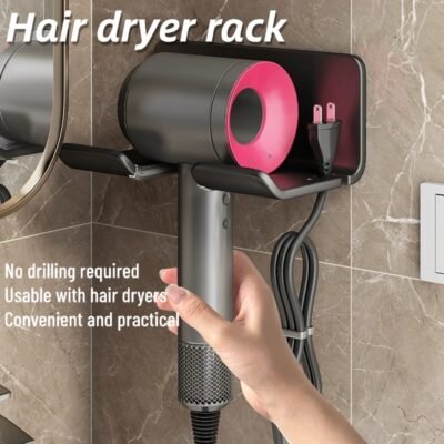 Bathroom punch-free household hair dryer bracket multifunctional wall-mounted hair dryer holder