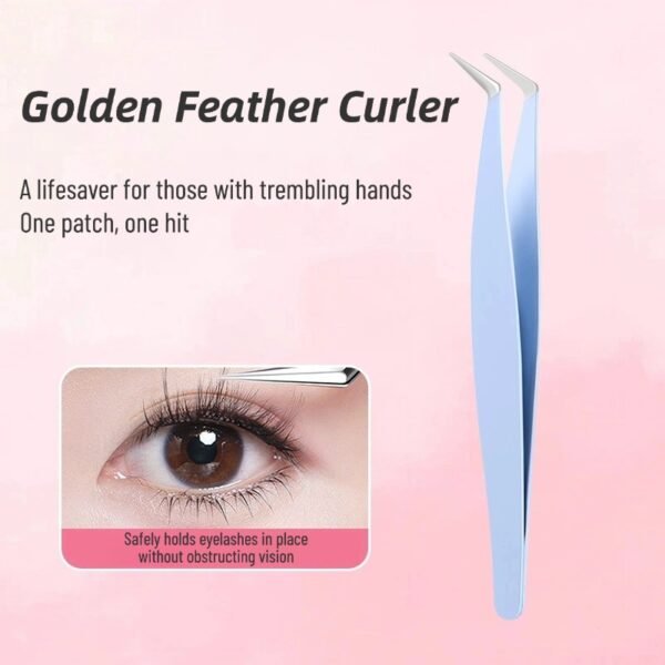 False eyelashes special gold feather clip grafting eyelash curler stainless steel tight interface round head tweezers