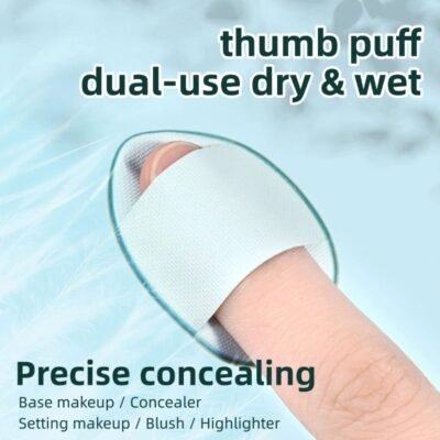 Finger powder puff, dry and wet dual-use, precise makeup setting without absorbing powder, mini makeup remover, concealer, highlighter, blush and foundation