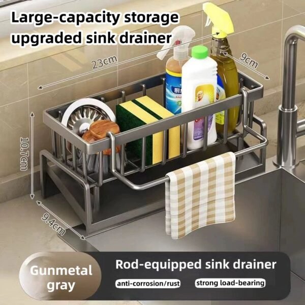 Kitchen rack rag storage drain rack punch-free household spice rack sink faucet sink artifact