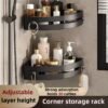 Punch-free bathroom tripod toilet wash basin wall-mounted rack toilet kitchen storage corner rack