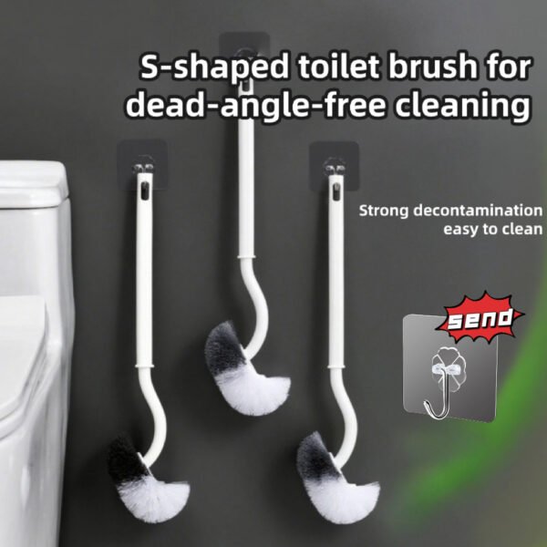 主图 Japanese toilet brush 360 degree household soft bristle toilet cleaning brush long handle wall-mounted bathroom toilet brush base