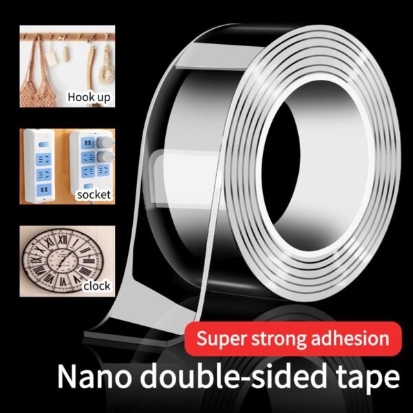 Transparent nano-traceless double-sided tape with super strong adhesion and easy to remove, a good helper for home and office pasting
