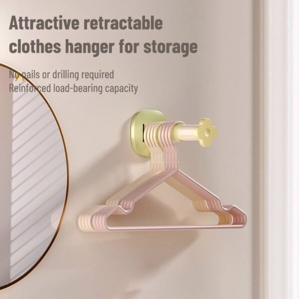 Punch-free retractable clothes hanger storage rack home wall-mounted clothes drying rack