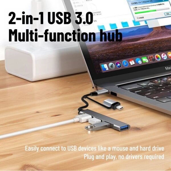 主图1 USB2.0 hub HUB multi-port one-drag four-split docking station mobile phone tablet universal expansion external keyboard mouse U disk