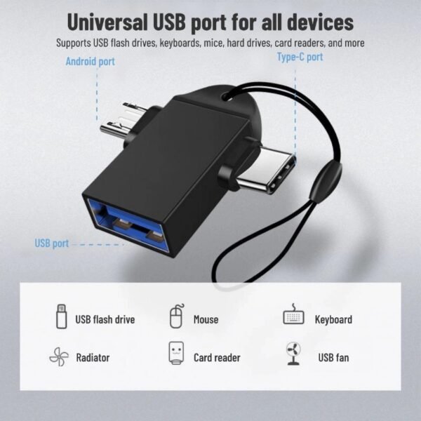Two-in-one OTG adapter USB3.0 to TYPE-C + Android data transmission and charging