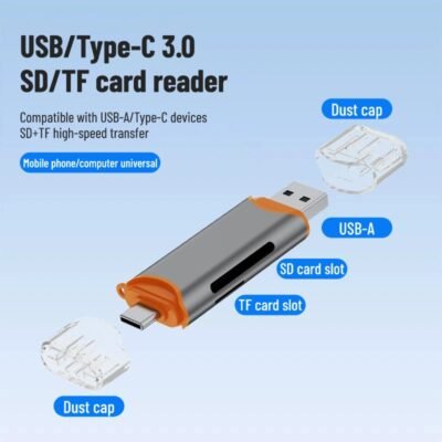 Multi-function card reader 4 in 1 universal USB/TYPE-C for mobile phones and computers, cameras, SD cards and TF cards
