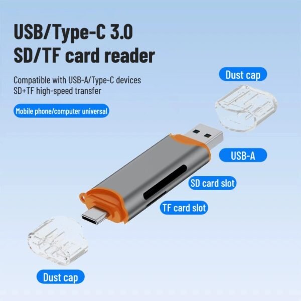 Multi-function card reader 4 in 1 universal USB/TYPE-C for mobile phones and computers, cameras, SD cards and TF cards