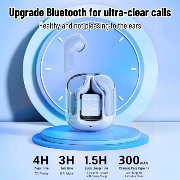 主图1 Transparent LED digital display Bluetooth headset with ultra-long battery life and no pain when worn for a long time