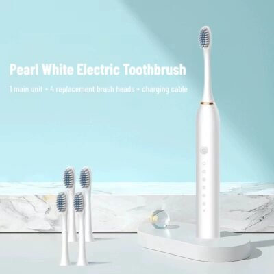 Rechargeable electric toothbrush with soft bristles, automatic sonic smart teeth cleaning tool