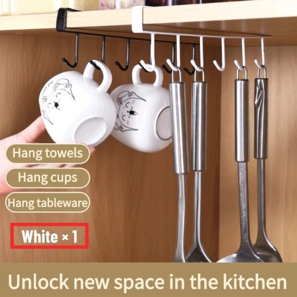 Kitchen Storage Rack Hook Rack, Punch-Free, Spatula and Spoon Hanger, Under-Cabinet Hook Hanging